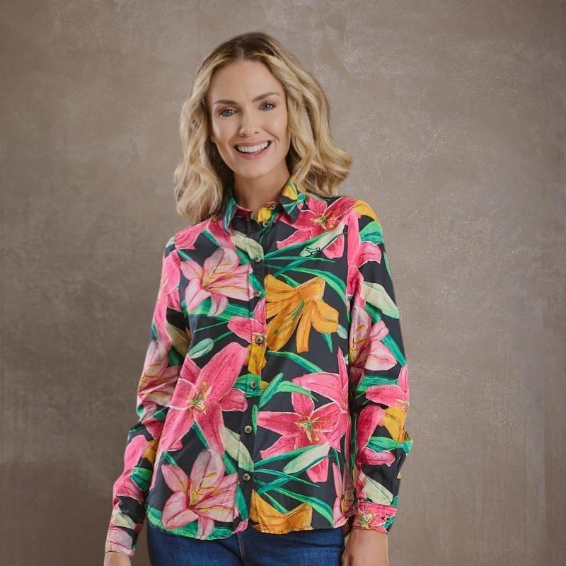 Kingsley Dark Floral Silk Blend Slim Fit Shirt - Mamba