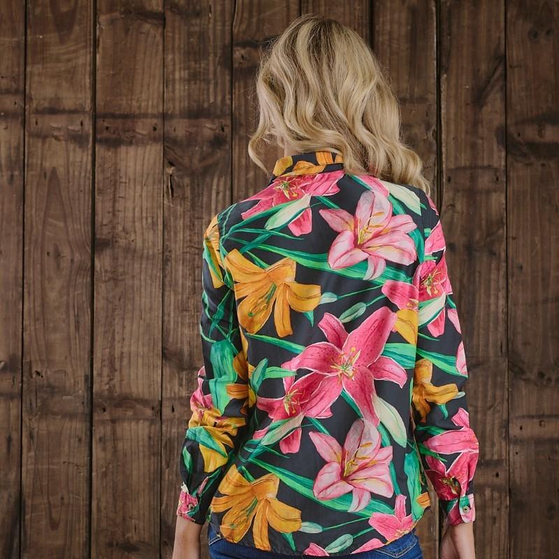 Kingsley Dark Floral Silk Blend Slim Fit Shirt - Mamba
