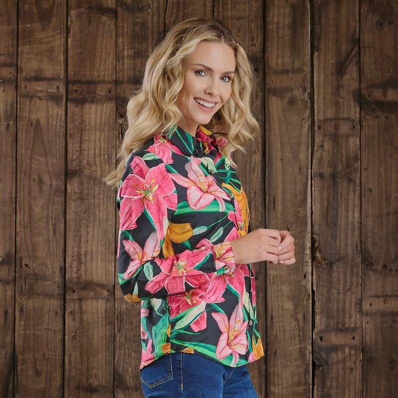Kingsley Dark Floral Silk Blend Slim Fit Shirt - Mamba