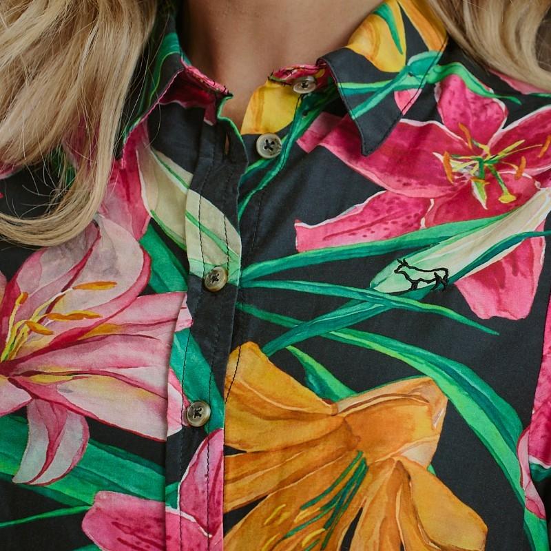 Kingsley Dark Floral Silk Blend Slim Fit Shirt - Mamba