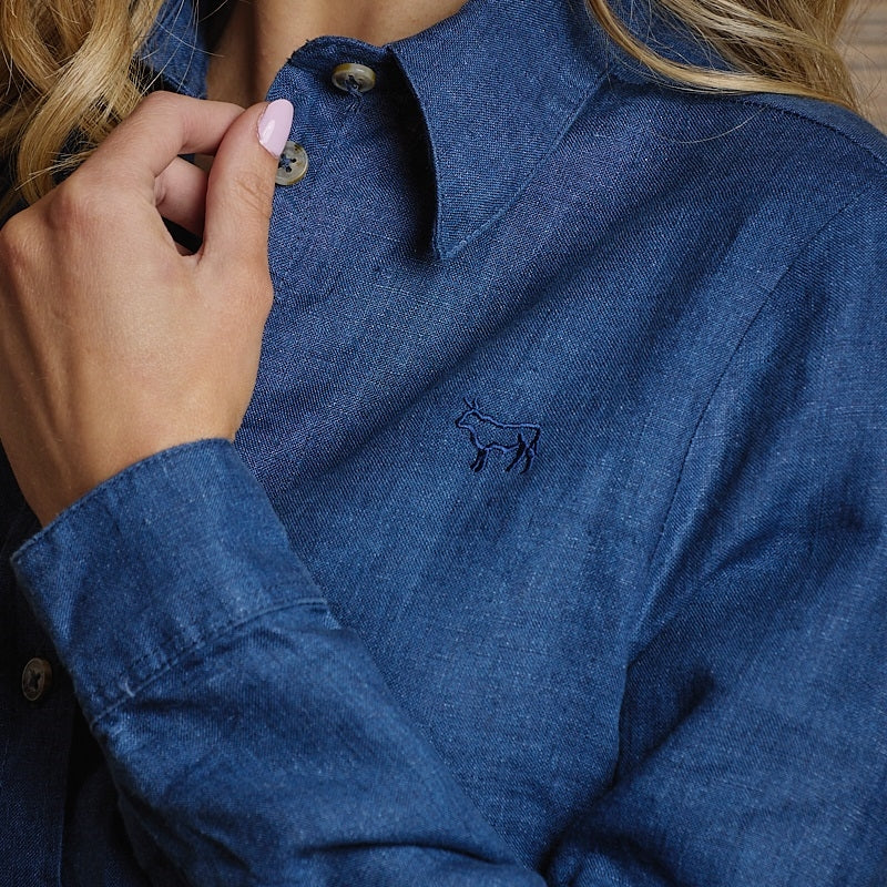African Breeze Linen Shirt - Marine