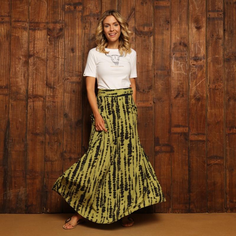 Kingsley Afr Luxe Racer Maxi Skirt  - Moss