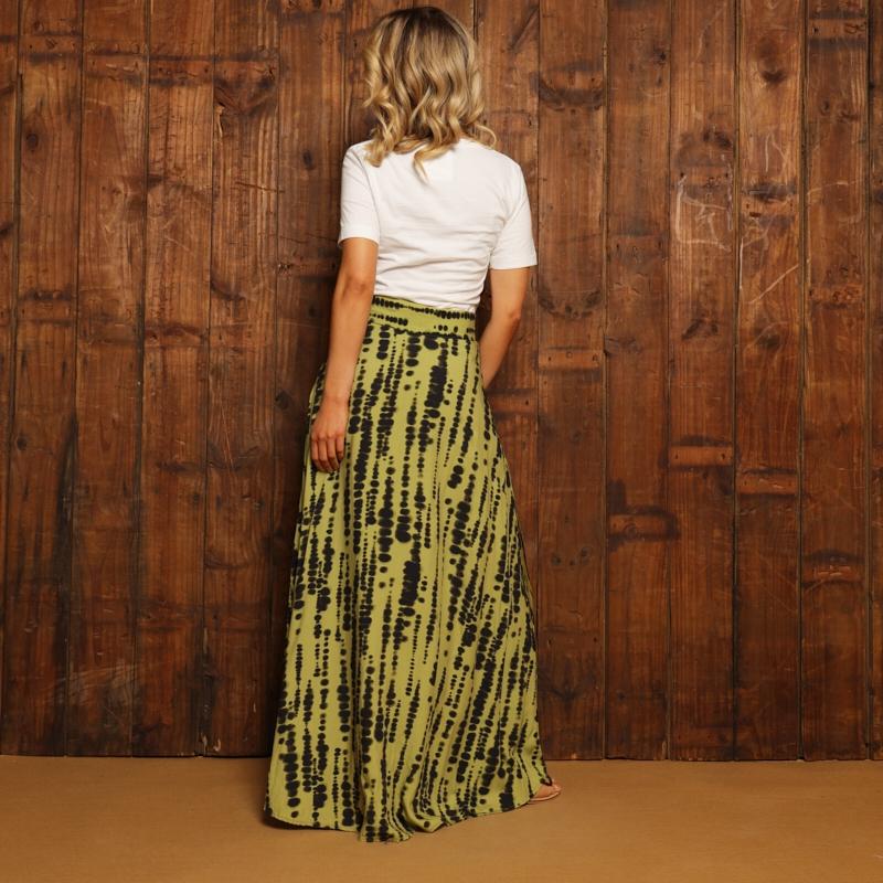 Kingsley Afr Luxe Racer Maxi Skirt  - Moss