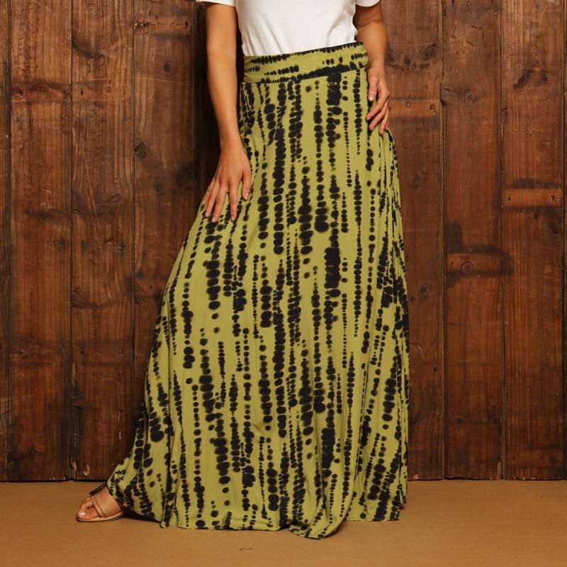 Kingsley Afr Luxe Racer Maxi Skirt  - Moss