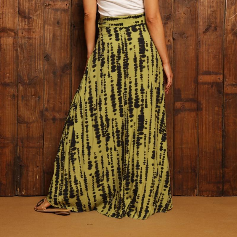 Kingsley Afr Luxe Racer Maxi Skirt  - Moss