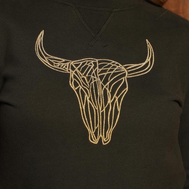 Kingsley Lurex Skull Pullover Sweat - Fatigue