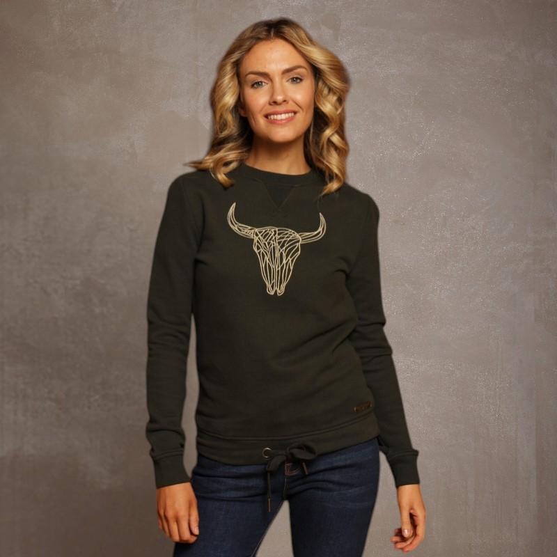 Lurex Skull Pullover Sweat - Fatigue