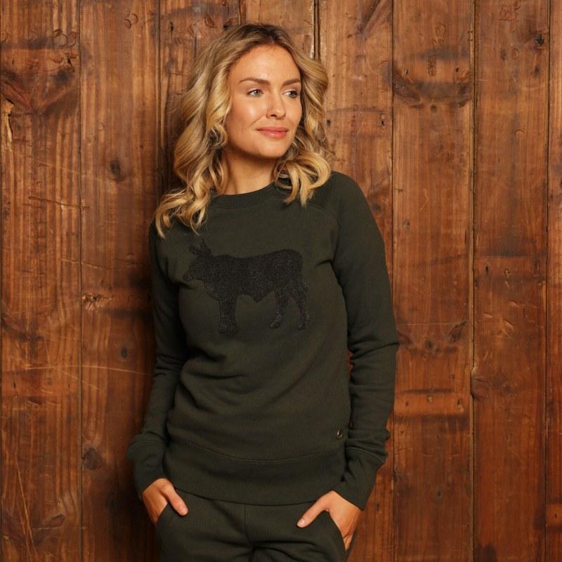 Kingsley Heath Luxe Towelling Nguni Pullover Sweatshirt - Fatigue