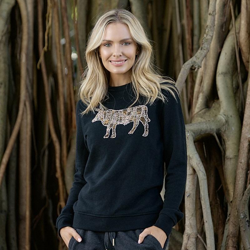 Luxe Embellished Nguni Crew Sweat - Mamba
