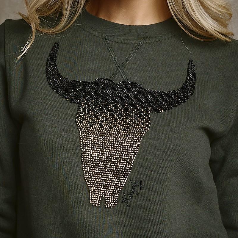 Embellished Skull Sweat - Fatigue