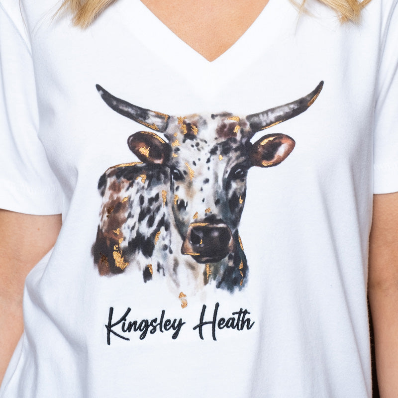 Watercolour Nguni V-Neck Shabby Tee Pelican