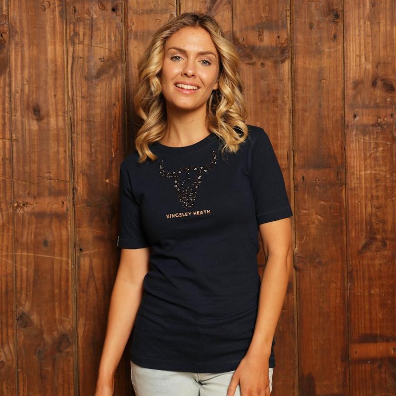 Kingsley Small Glitzy Skull Regular Crew Tee - Midnight
