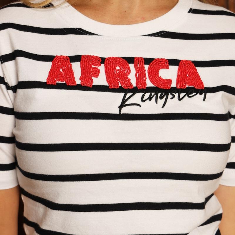 Kingsley Africa Luxe Striped Regular Crew Tee - Pelican