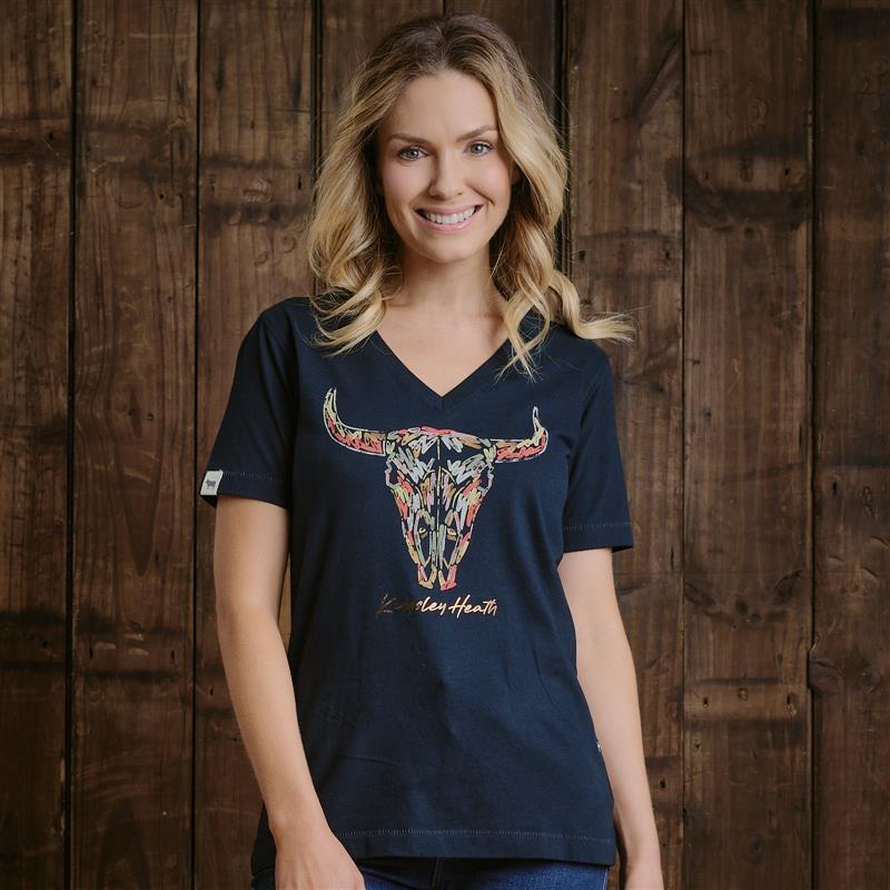 Roller Paint Skull V-Neck Tee - Midnight