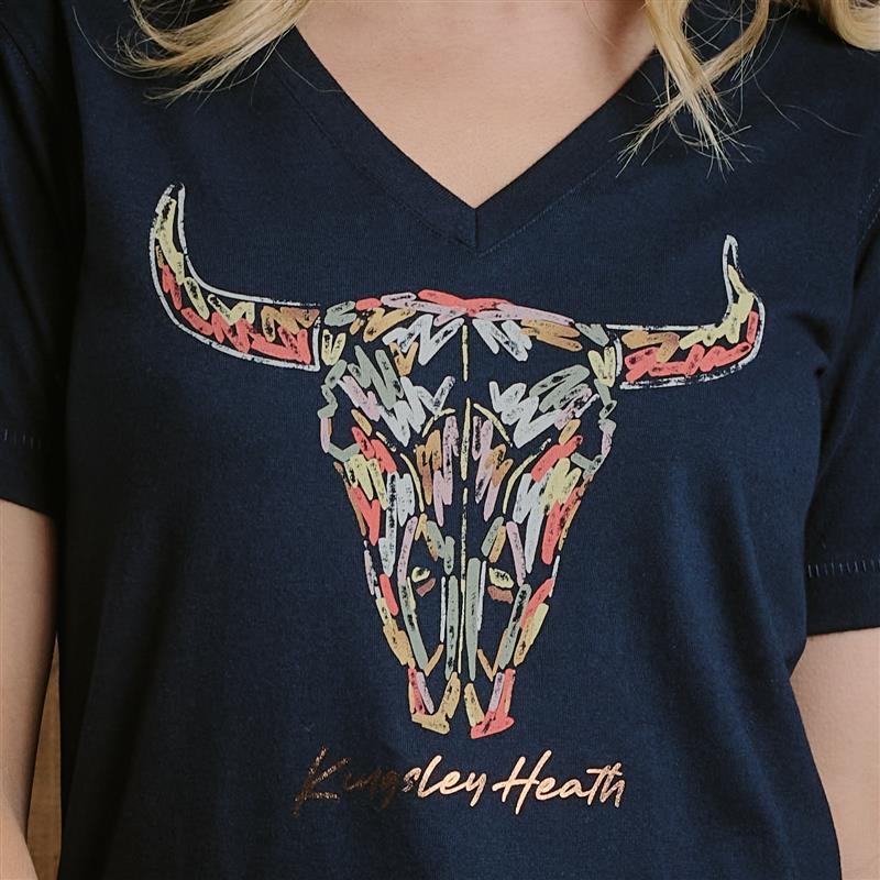 Roller Paint Skull V-Neck Tee - Midnight