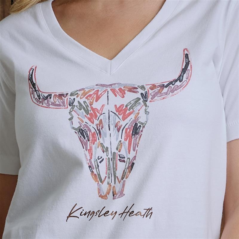 Roller Paint Skull V-Neck Tee - Pelican