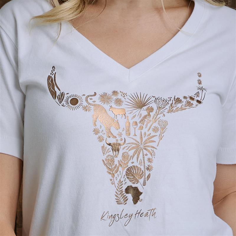 Kh Elements Skull V-Neck Tee - Pelican