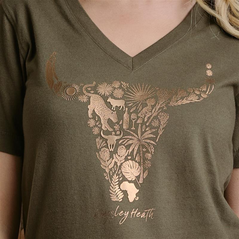 Kh Elements Skull V-Neck Tee - Fatigue