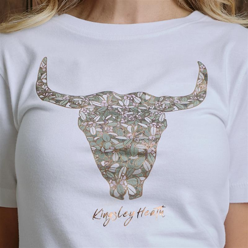 Foil Fynbos Skull Regular Crew Tee - Pelican