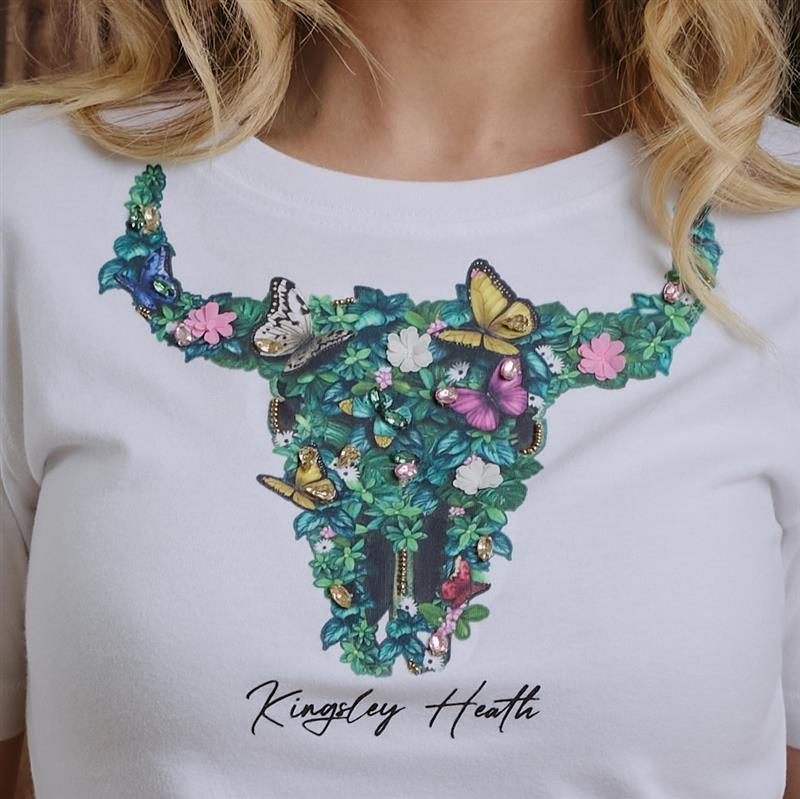 Kingsley Botanical Skull Tee - Pelican