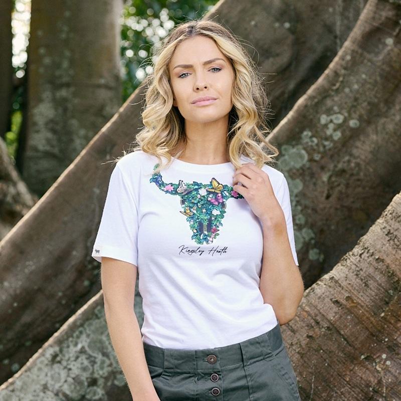 Kingsley Botanical Skull Tee - Pelican