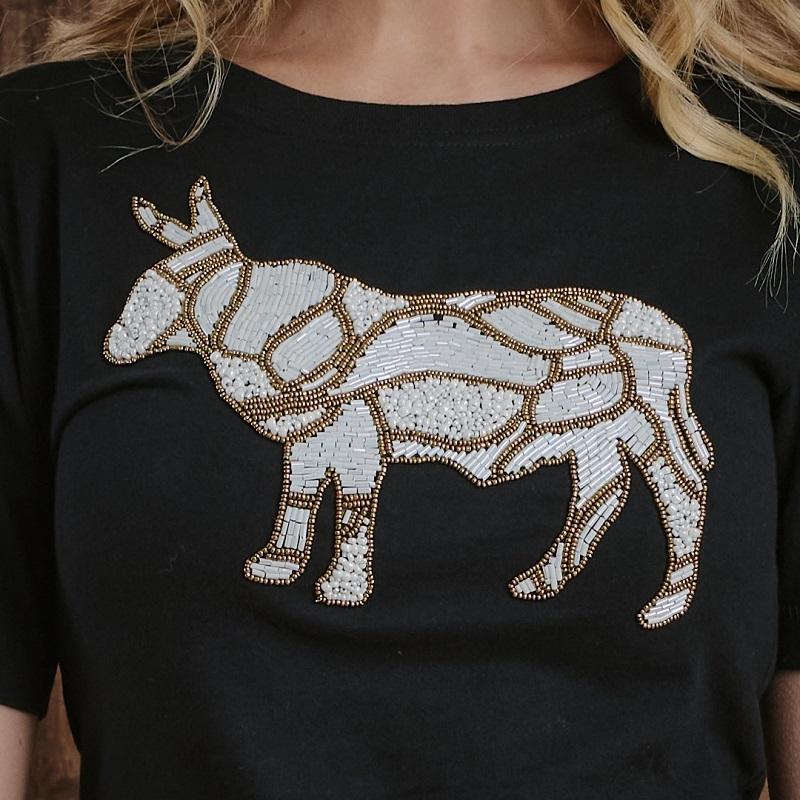 Kingsley Pearl Shell Infill Nguni Regular Crew Tee - Mamba
