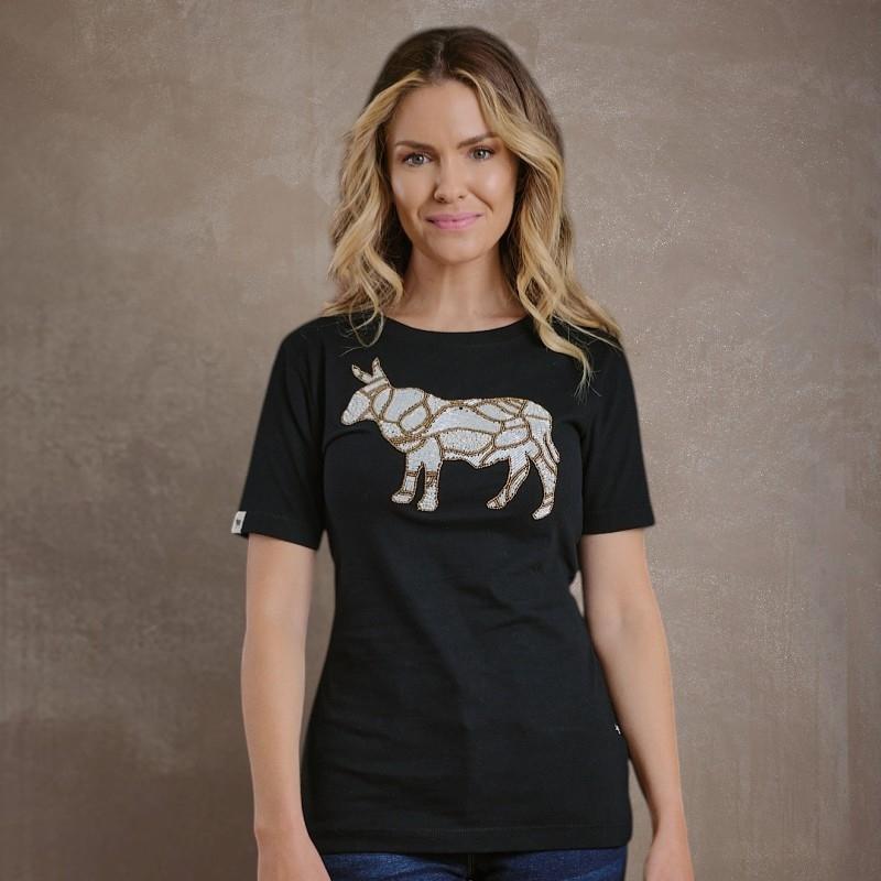 Kingsley Pearl Shell Infill Nguni Regular Crew Tee - Mamba