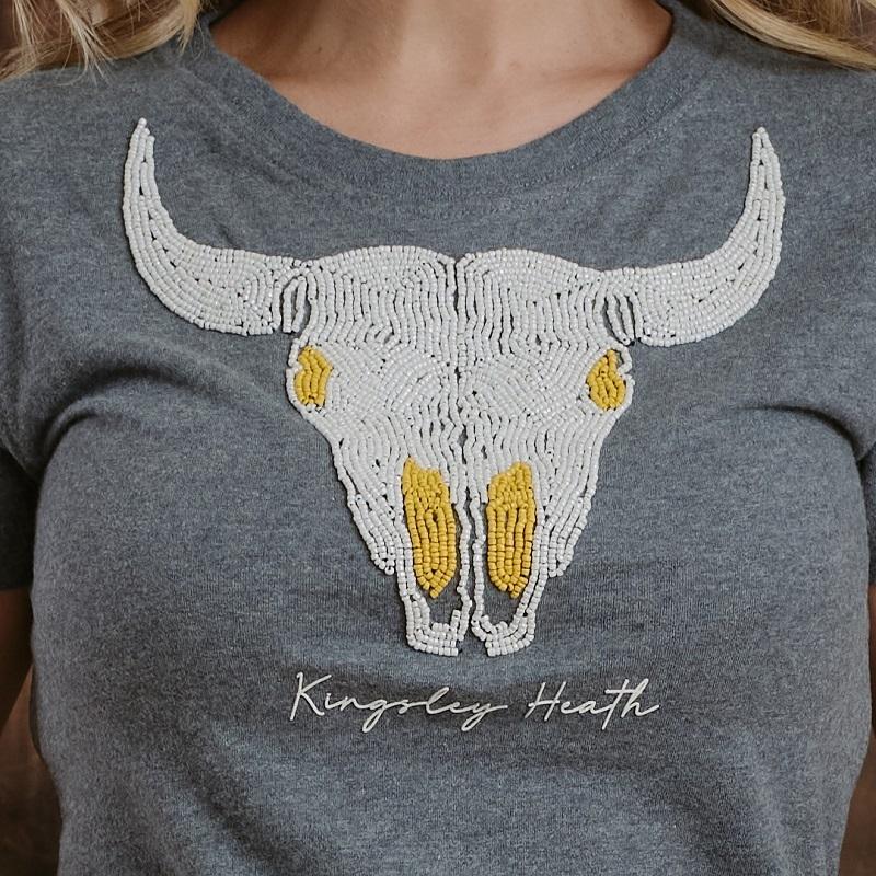 Kingsley Colourful Bead Skull Slim Crew Tee  - Jackal