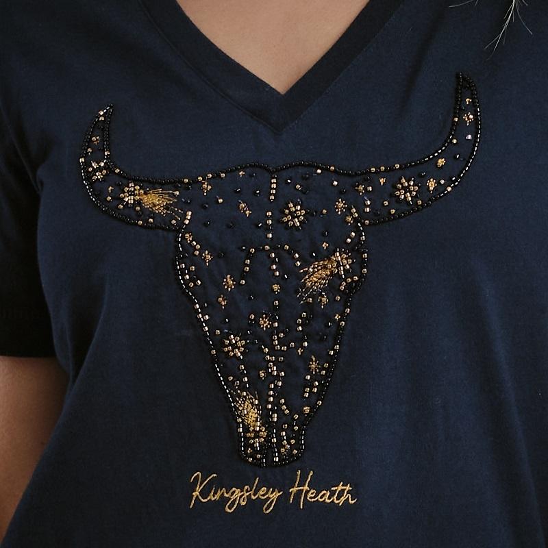 Kingsley Shooting Star Skull Shabby Vee Tee - Midnight