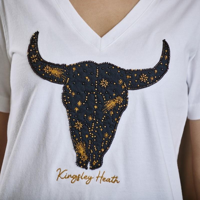 Kingsley Shooting Star Skull Shabby Vee Tee - Pelican