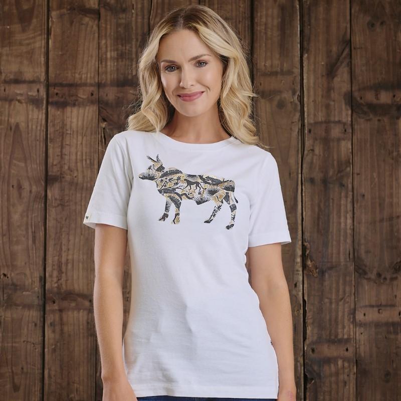 Leopard Lux Nguni Infill Regular Crew Tee - Pelican