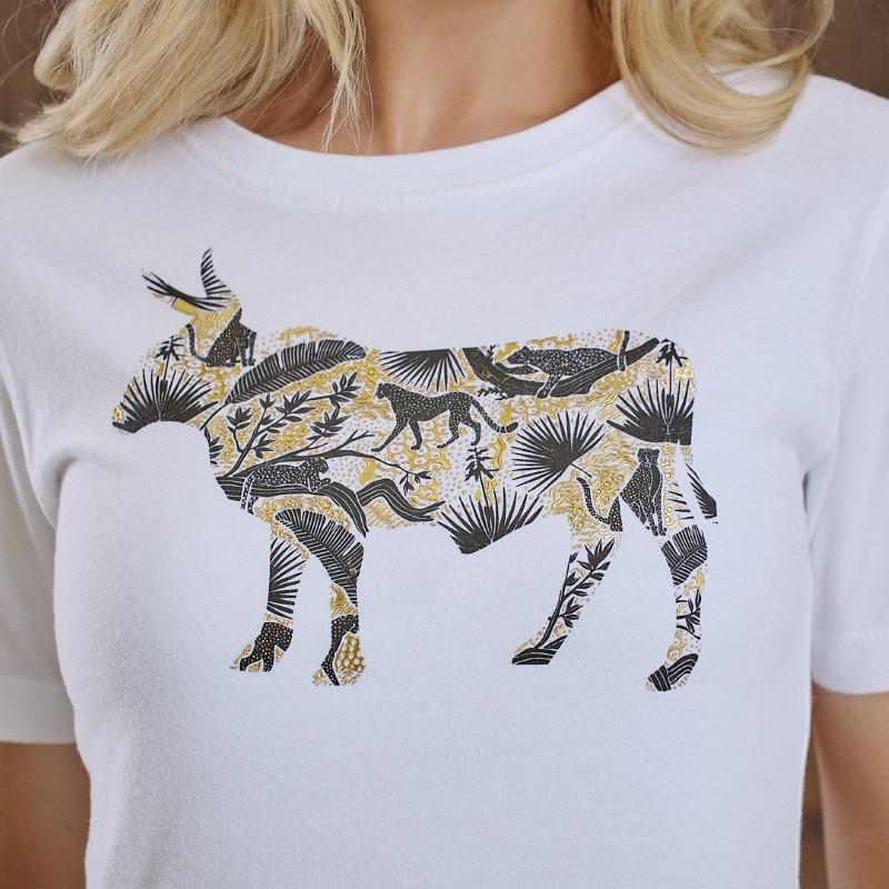 Leopard Lux Nguni Infill Regular Crew Tee - Pelican
