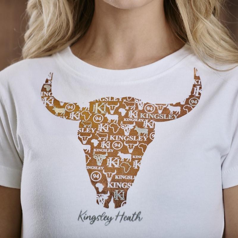 Monogram Infill Foil Skull Slim Crew Tee - Pelican