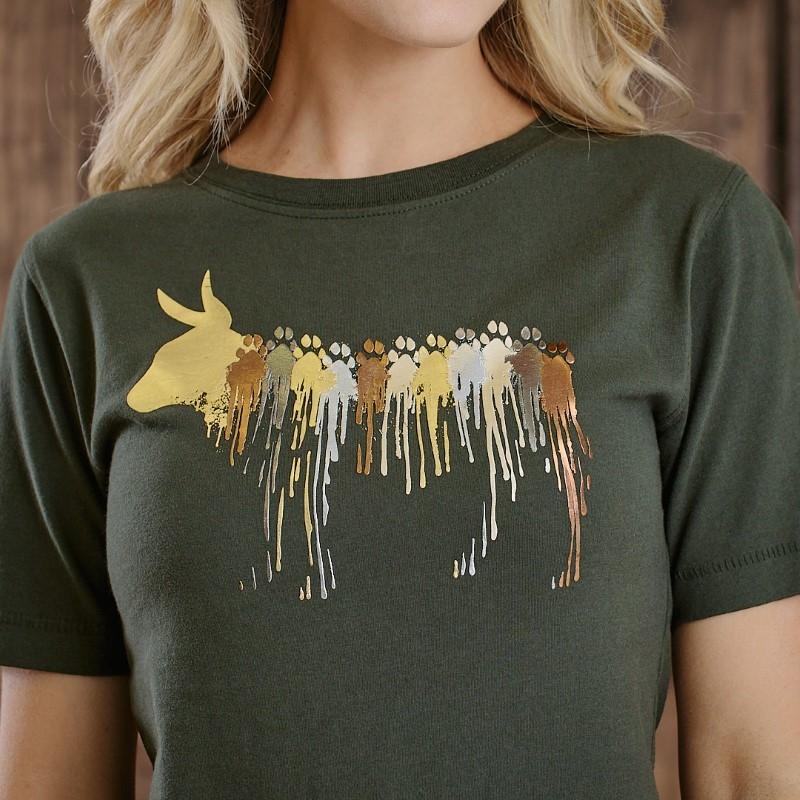 Paw Print Outline Nuni Foils Regular Crew Tee - Fatigue