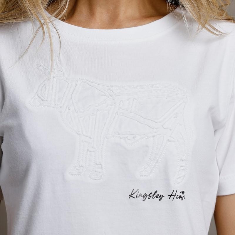 Nguni Tule Applique Regular Crew Tee - Pelican