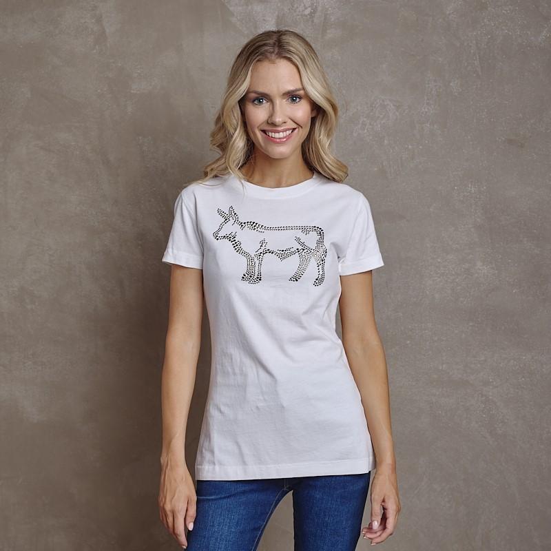 Glitzy Outline Nguni Slim Crew Tee - Pelican