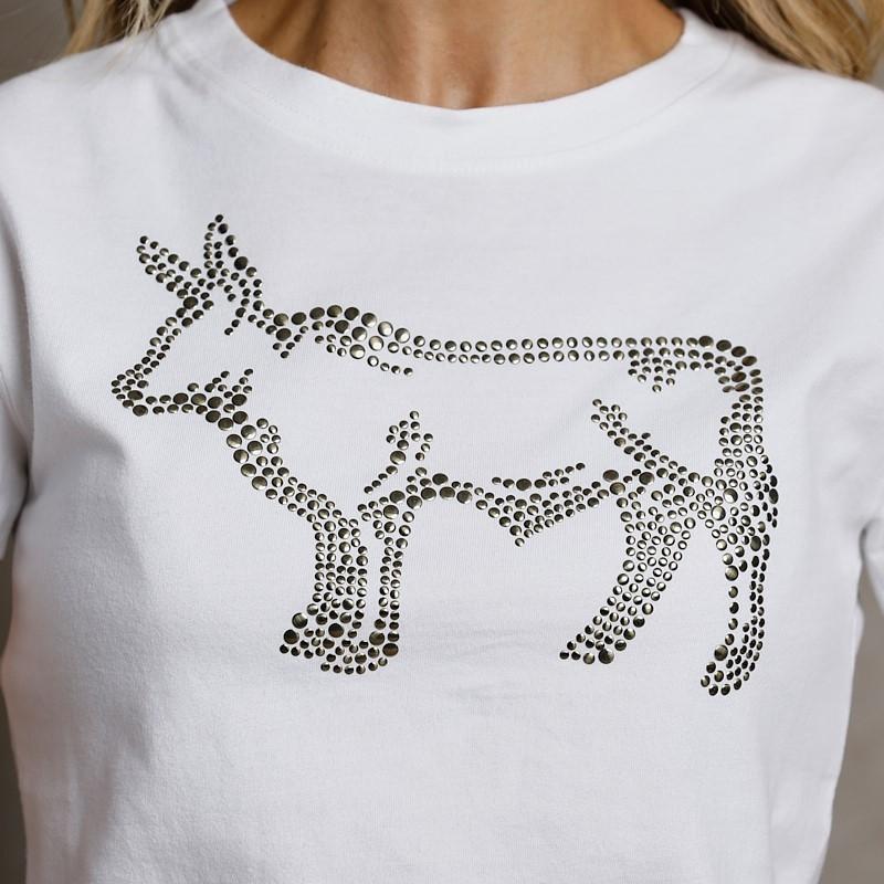 Glitzy Outline Nguni Slim Crew Tee - Pelican