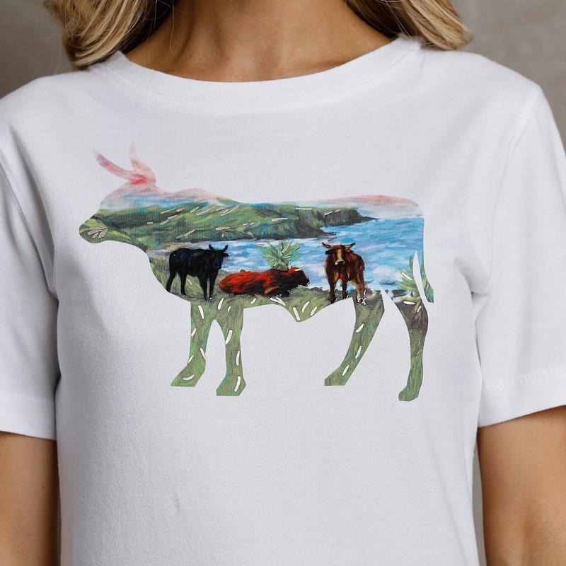 Coastal Impressionist Nguni Regular Crew Tee - Pelican