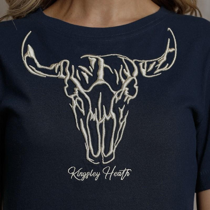 Luxe Stitch Skull Regular Crew Tee - Midnight