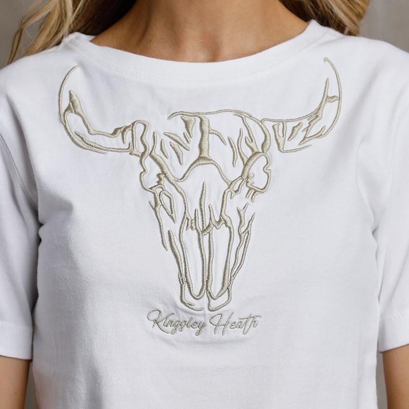 Luxe Stitch Skull Regular Crew Tee - Pelican