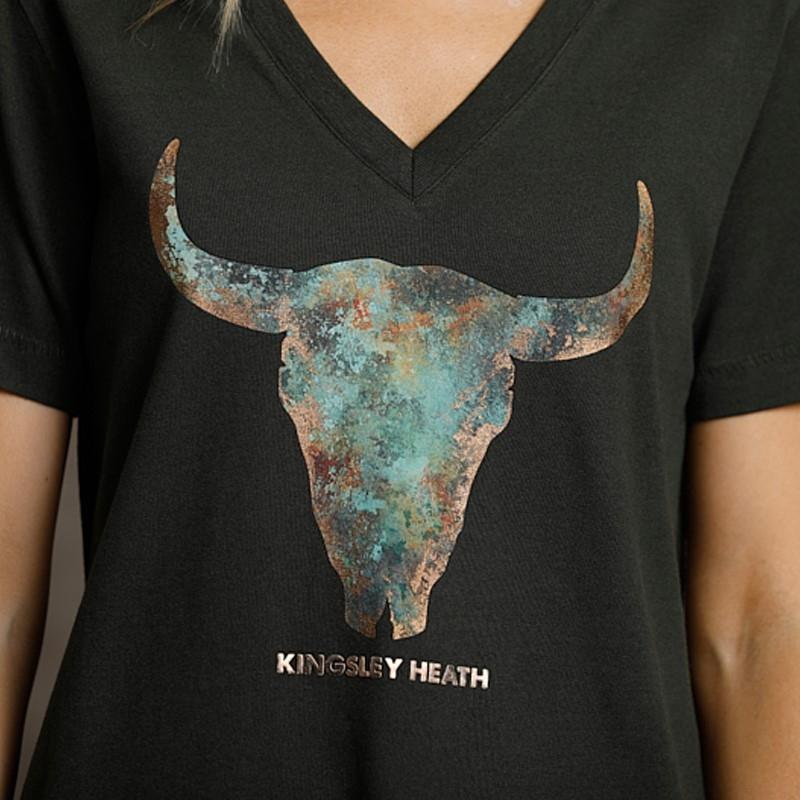 Petina Skull Shabby Vee Tee - Fatigue