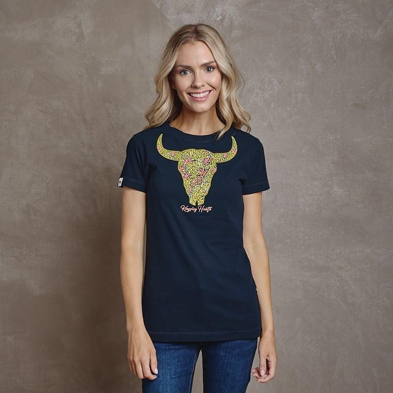 Stain Glass Satellitia Skull Slim Crew Tee - Midnight