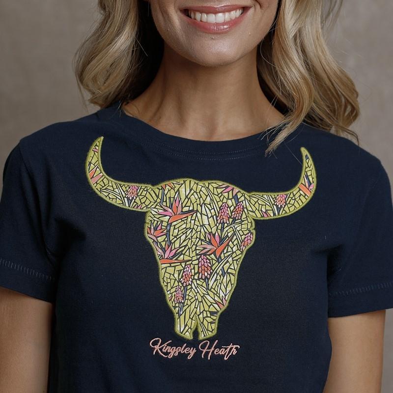 Stain Glass Satellitia Skull Slim Crew Tee - Midnight