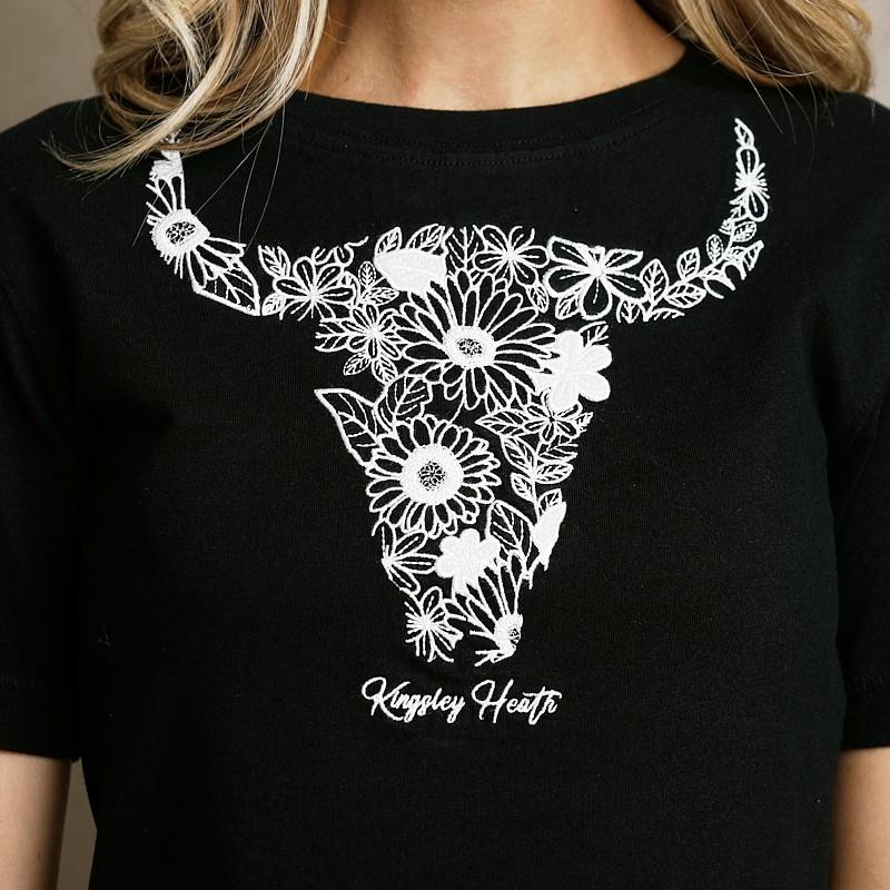 Floral Applique Regular Crew Tee - Mamba