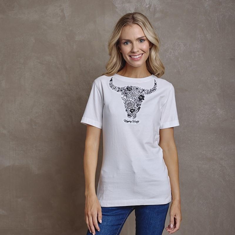 Floral Applique Regular Crew Tee - Pelican