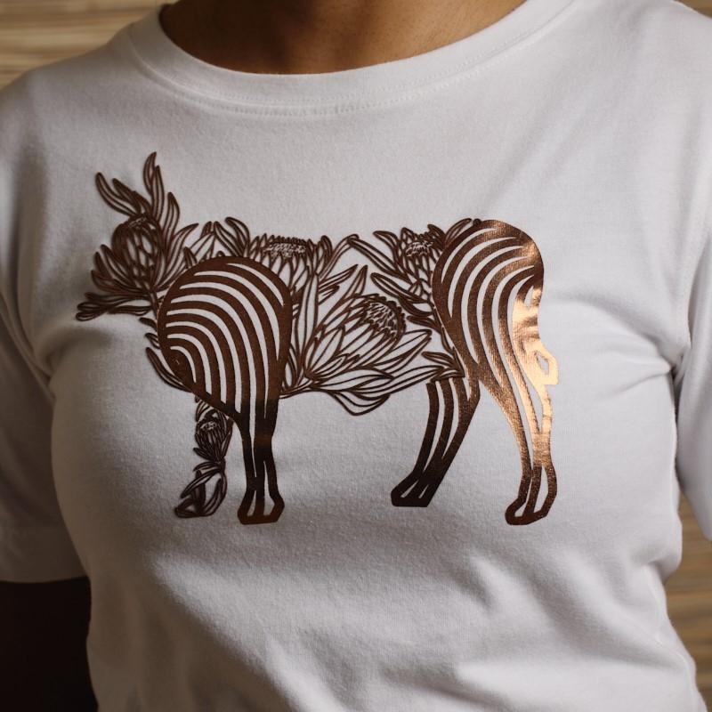 Botanical Line Art Nguni Crew Tee - Pelican