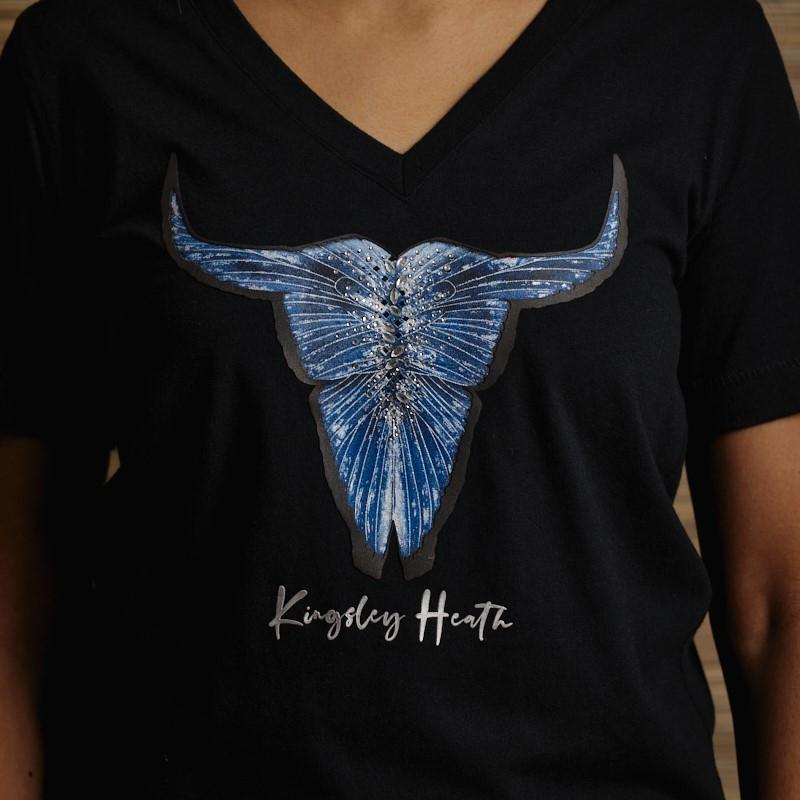 Butterfly Skull Shabby Vee Tee - Mamba