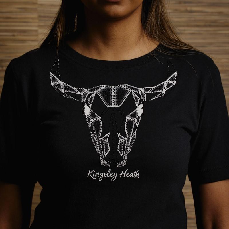 Shadow Rhinestone Skull Crew Tee - Mamba