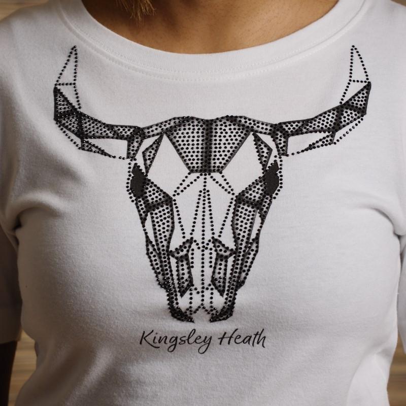 Shadow Rhinestone Skull Crew Tee - Pelican