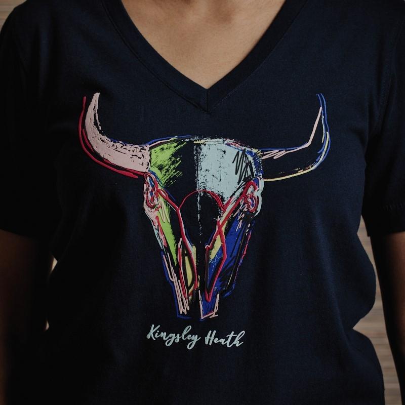 Abstract Skull Shabby Vee Tee - Midnight